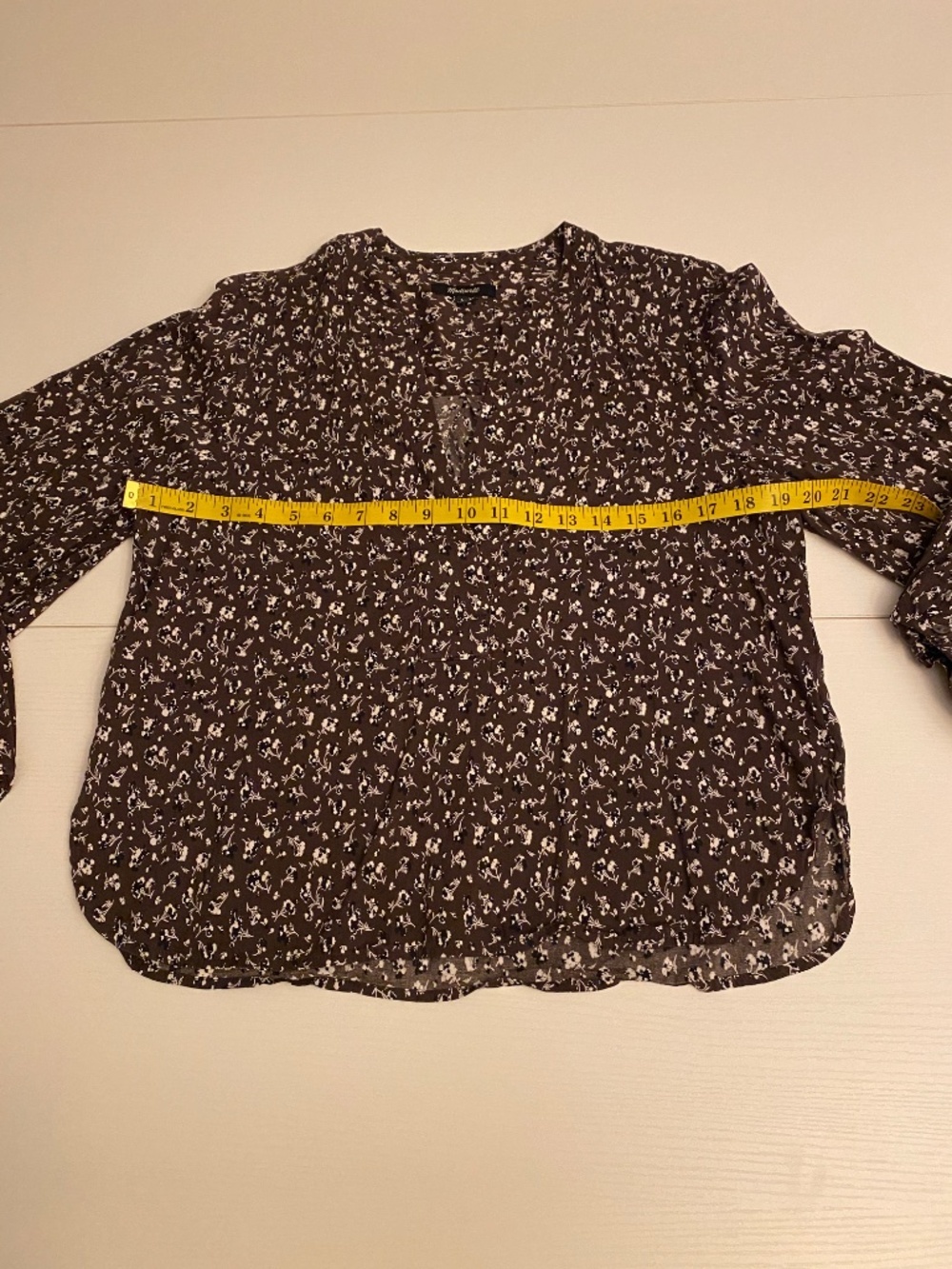 Madewell V-Neck Long-Sleeve Dark Carob Floral Top Size Large - Picture 13 of 16